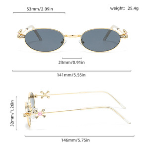 Gafas de Sol con Diamantes, Estilo Moderno, Protección UV400, Bloqueo de Luz <span class=keywords><strong>Azul</strong></span>, Cómodas, Montura Completa Pequeña, Unisex, Lentes de PC con Diseño de Puntos - Product Image 2