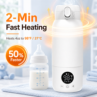 Chauffe-biberon portable sans fil 17oz en acier inoxydable SUS316, chauffe-lait intelligent avec affichage LED numérique, température maximale 70°C, pour voyage, voiture, extérieur, étiquette OEM