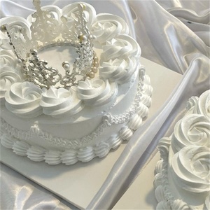 Accesorio de Corona de Perlas para Bodas, Serie DIY, 8/10 Pulgadas, Rosa Blanca Pura Simulada, Modelo de Pastel de Crema, Artículos Promocionales para Fiestas - Product Image 6