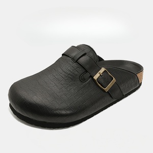 Summer Genuine Leather Light Clogs & Mules for Men with Arch Support Cork Sole Flat Slippers Outdoor casual walking Style <b>Shoes</b> - Product Image 1
