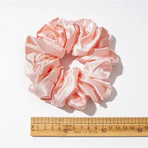 Wholesale Hot Selling Oversized Elegant Hair Ties Solid Color Satin Fabric Hair Elastic Scrunchies For Women