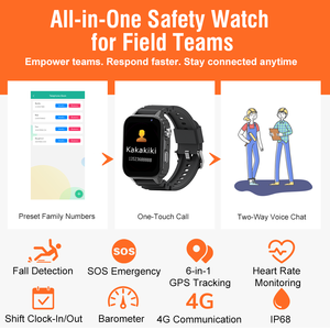 Montre connectée pour travailleur isolé, surveillance de la santé, alarme SOS, appels bidirectionnels 4G, prise en charge de la carte SIM, écran OLED, étanche IP67, montre de sport - Product Image 2