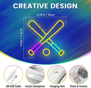 Lumières LED néon personnalisables avec logo de baseball, décoration murale pour événements sportifs aux États-Unis, enseignes publicitaires pour le commerce électronique, bâtiments, mariages - Product Image 2