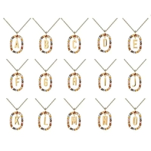 Collana <span class=keywords><strong>con</strong></span> Ciondolo Iniziale Personalizzato dalla A alla Z in Oro 18K PVD, Charm <span class=keywords><strong>con</strong></span> Lettere e Zirconi Antiossidanti per Donne - Product Image 1