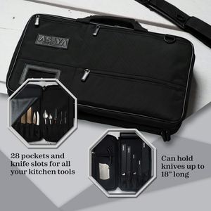 Échantillon gratuit : Étui décontracté pour couteaux de chef, 10 emplacements pour couteaux et une grande poche zippée, durable, en toile 10oz. - Product Image 3