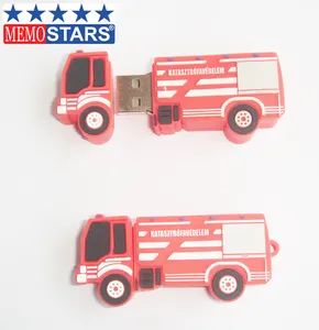 Customized fireman truck USB pen drive for corporation promotion/OEM PVC fire engine USB stick for Advertising Marketing