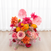Boule de fleurs artificielles rose personnalisable de 50 cm, arrangement floral en soie pour centre de table de mariage, décoration d'événements