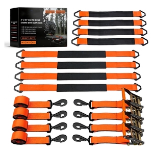 Kit de 12 sangles d'arrimage pour voiture, sangles à cliquet avec mousqueton, 22" et <span class=keywords><strong>36</strong></span>", sangles d'axe, résistance à la rupture de 10000 lbs pour voiture, camion, UTV - Product Image 1