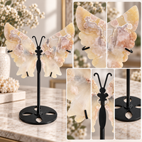 Ornement en cristal de 13 cm en agate fleur de cerisier avec ailes de papillon, décoration pour la maison, table, étagère, cadeau