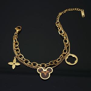 Zogxin Double Layer Stainless Steel Bracelet 18K Gold Mickey Mouse Charm For Women Fashion Jewelry Gift - Product Image 3