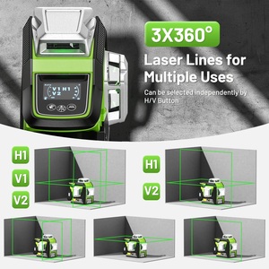 <span class=keywords><strong>Huepar</strong></span> HX03CG <span class=keywords><strong>3X360</strong></span> °    Nivel Láser 3D de 12 Líneas con Pantalla LCD y Autonivelación, Haz Verde - Product Image 4
