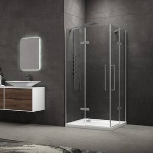 Kamalu KT1000AS moderna cabina doccia 130x130 porte girevoli senza telaio in acciaio spazzolato con finitura rettangolare dritto impermeabile - Product Image 1