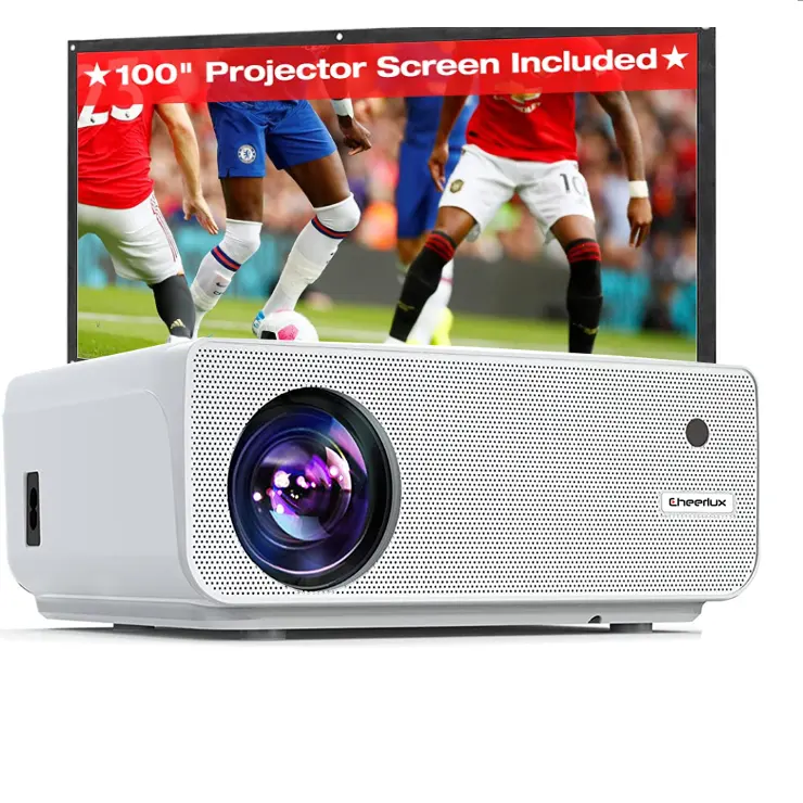 Proyector portátil mejorado Full HD de 1080P con pantalla, Compatible con TV Stick, teléfono, tableta, HD, VGA, USB, para películas en interiores y exteriores