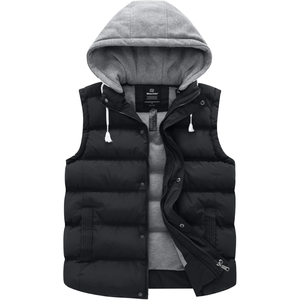 Gilet matelassé chaud et imperméable pour homme, respirant, à capuche, avec fermeture éclair, 100 % polyester - Product Image 1