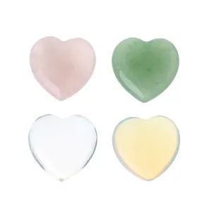 Love Heart Stones Christmas Decorations Gift Aventurine Heart Worry Stones Carved Palm for Reiki Balancing, Pink Purple White