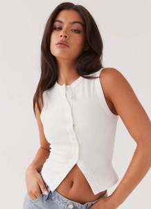 Cárdigan de Punto Acanalado con Botones para Mujer, Frente Abierto, Cuello en V, Rayas, Poliéster/Algodón, Elegante, Invierno, Sin Mangas, Básico, Estilo Y2K Vintage - Product Image 4