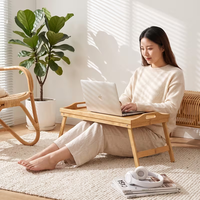 Plateau de lit pliable en bambou naturel, plateau de petit-déjeuner, plateau de lecture, plateau de bureau, plateau en bois personnalisé, plateaux en bois empilables, plateau TV pliable en bois