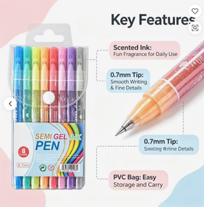 Stylo à encre semi-gel rétractable 0,7 mm, stylo marqueur multicolore, stylo à bille en plastique pour le bureau et l'école - Product Image 2