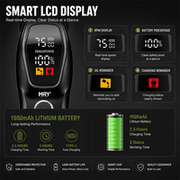 Cortadora de Pelo MRY, Recortadora de Barba con Pantalla LCD, Recargable Tipo-C, 1500mAh, 7500 RPM, Peines Guía, Kit de Aseo, Recortadora de Pelo