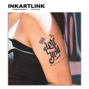 Adesivo per <span class=keywords><strong>Tatuaggio</strong></span> Temporaneo Personalizzato con <span class=keywords><strong>Lettera</strong></span> Gotica 666 Ti Amo, Impermeabile, Lunga Durata 15 Giorni, Semi-permanente per Braccio e Spalla - Product Image 2