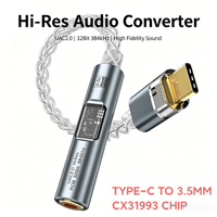 Adaptateur convertisseur DAC Hi-Fi Type C 3,5 mm 32/384 CX31993 Son sans perte Câble dongle pour casque d'ordinateur portable pour audiophiles et amateurs de musique