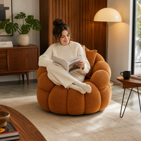 Teddy Bouclé Sessel Karamellbraun Einzelsofa Lesesessel Retro-Stil Schlafzimmer Café Lounge Möbel E-Commerce