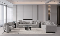 Sofá de terciopelo de diseño moderno de lujo europeo gris americano Chesterfield muebles grandes de lujo