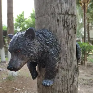 Décoration d'arbre en plein air bébé ours noir ours Hugger arbre Sculpture décoration de jardin - Product Image 4