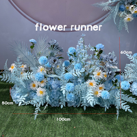 Composition florale artificielle en soie bleue, guirlande de fleurs suspendues pour fêtes, mariages, festivals et événements