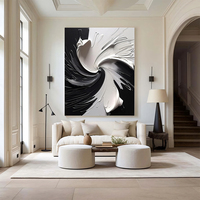 Œuvre d'art personnalisée pour hôtel, art mural texturé 3D noir et blanc, peinture abstraite minimaliste