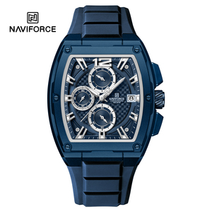 NAVIFORCE 8050 BEBEBE Montre de sport à quartz carrée en silicone bleu pour hommes Montre-bracelet chronographe étanche avec logo personnalisé bon marché - Product Image 2