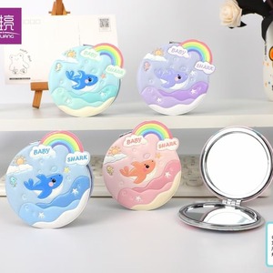 Baby Shark Portable Round Folding Makeup <b>Mirror</b> Double Sided Mini <b>Compact</b> For Women Pocket Handheld Travel Use - Product Image 1