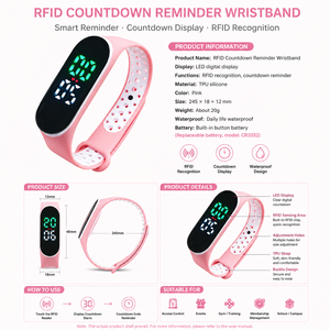 RFID NFC Waterproof 13.56MHz Event Reminder Smart <b>Access</b> Countdown Wristband Instant RFID Recognition Fast and Accurate Sensing - Product Image 3