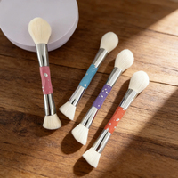 Ensemble de 6 pinceaux de maquillage pour le visage YRX Professional personnalisables, pinceau correcteur, pinceau à raser, poils synthétiques doux, manches en bois, aluminium
