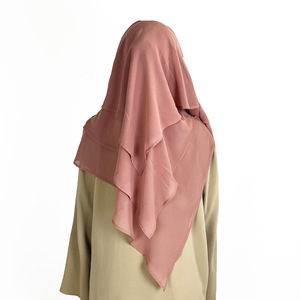Niqab en mousseline de <span class=keywords><strong>soie</strong></span> respirante à trois couches pour femmes musulmanes traditionnelles Niqab Khimar Hijab Eid Ramadan <span class=keywords><strong>Soie</strong></span> De M Style - Product Image 1