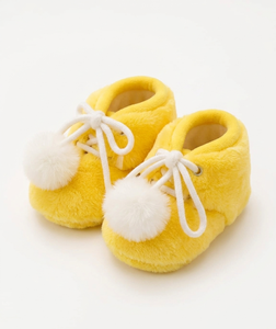 Chaussons en peluche à pompons moelleux pour bébé, semelle souple, chauds pour l'hiver, à lacets, chaussures pour nourrissons - Product Image 2