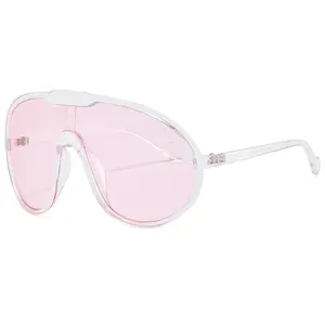 Cổ điển một mảnh Sâm banh Kính mát cho phụ nữ thời trang mới quá khổ Gradient Vàng Sun Glasses nữ thanh lịch Shades