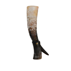 Handmade Buffalo Horn Drinking Cup With Carved <b>Dragon</b> And viking Pattern Natural Shape <b>Art</b> Collectible - Product Image 1