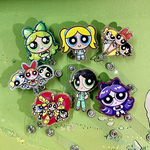 Venta al por Mayor de Lindos Portacredenciales Retráctiles de Acrílico con Forma de las Chicas Superpoderosas - Product Image 1