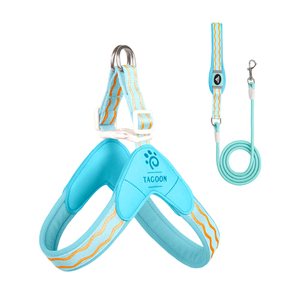Harnais pour chien en polyester respirant et réfléchissant, couleur bonbon, forme selle, réglable, anti-traction, avec laisse assortie - Product Image 5