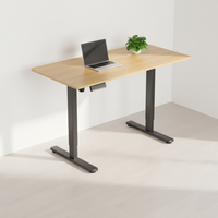Bureau de bureau moderne ergonomique à hauteur réglable avec cadre en fer et plateau en bois, transition pratique assis-debout pour le bureau à domicile