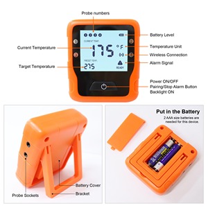 تقنية قابلة للتخصيص لاسلكية رقمية مع 4 مجسات شاشة ليد مادة ABS للاستخدام الخارجي للشواء - Product Image 2