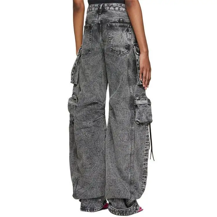 レディースパンツ & パンツサイドポケット付きレディースウェアハイウエストカーゴパンツ女性バギーパンツプラスサイズジーンズ