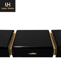 Table d'entrée contemporaine en laiton et marbre noir de luxe léger tables consoles élégantes