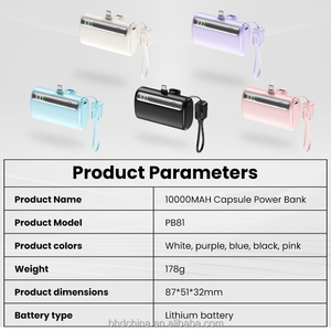 Pocket Sized Design 10000mAh Power Bank Built in USB C Cable Compact <strong>Cordless</strong> Fast <strong>Charger</strong> for Travel and Outdoor - Product Image 6