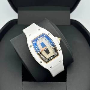 Reloj mecánico de alta gama hecho a medida, modelo 0701, con bisel negro y cerámica blanca, con diamantes de calidad VVS, para mujer, ideal para banquetes formales. - Product Image 2