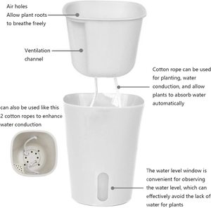 Vaso per Fiori Autoirrigante in Plastica da 9,5 cm, Moderno e <span class=keywords><strong>Verde</strong></span> per Decorazione Casa, Balcone e Giardino, Ecologico - Product Image 4