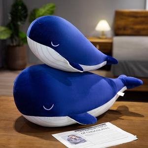 Gran tiburón blanco y ballena azul, supersuave juguete de peluche, edredón con logotipo personalizable para regalo de cumpleaños del mundo submarino - Product Image 2