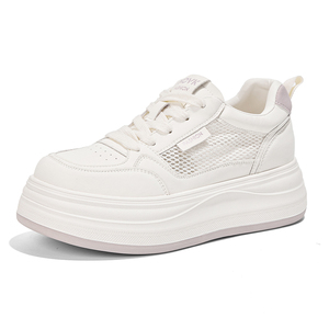 Baskets basses respirantes en maille blanche pour femmes, nouvelle collection été 2026, à plateforme et semelles épaisses, chaussures décontractées polyvalentes - Product Image 1