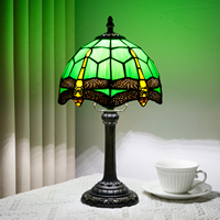 Lampe de table en verre teinté en forme de libellule verte, style méditerranéen haute couture, personnalisable, pour décoration d'angle de canapé